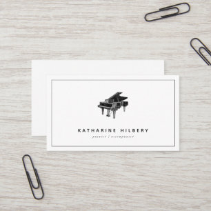 Piano Modern Minimalist White Affärskort Visitkort