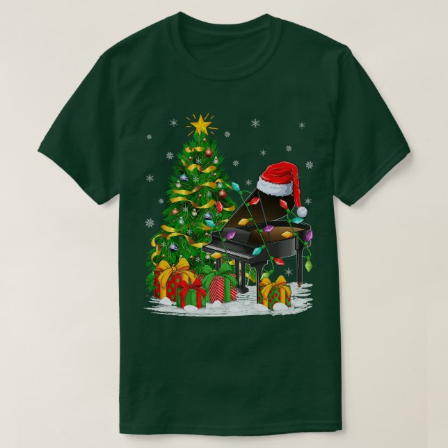 Piano Music Älskare Matching Santa Hat Piano Chris T Shirt (Design framsida)