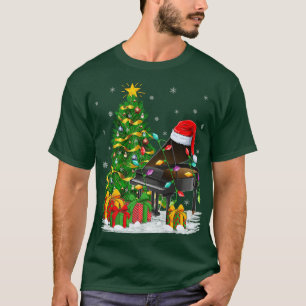 Piano Music Älskare Matching Santa Hat Piano Chris T Shirt
