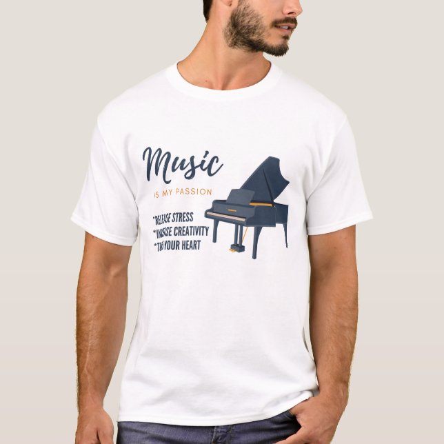 Piano Music älskare , musik ,instrument T Shirt (Framsida)