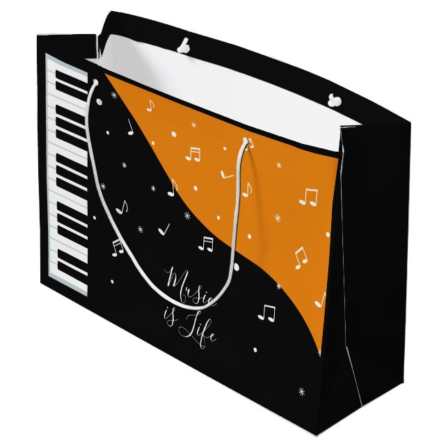 Piano Music anpassningsbar text stor presentväska (Baksidan Vinklad)