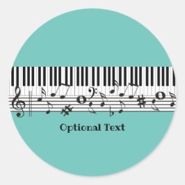 Piano Music Design Runt Klistermärke
