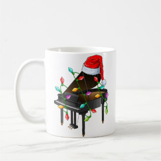 Piano Music Lover Xmas Santa Hat Piano Christmas Kaffemugg