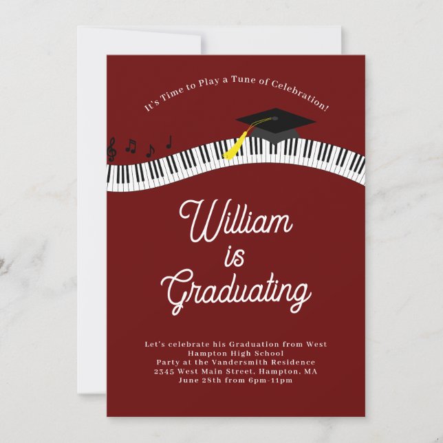Piano Music Musician Studenten Inbjudningar (Framsida)