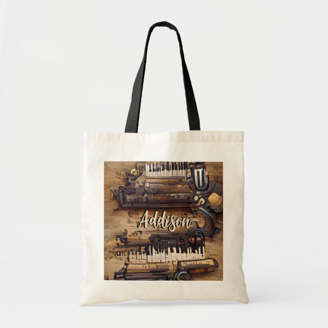 Piano Music Personlig Tote Bag Tygkasse (Framsidan)