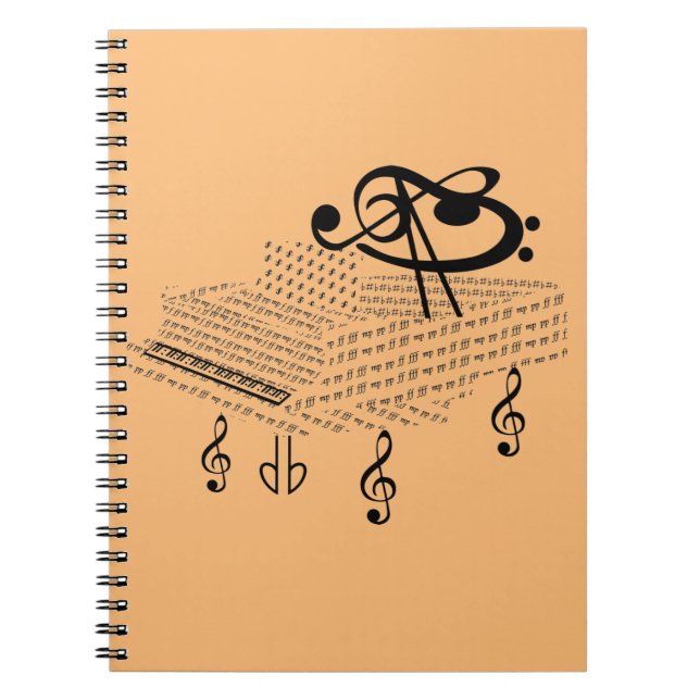 Piano Music-symboler Anteckningsbok (Framsidan)