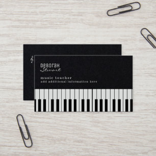 Piano Music Teacher Elegant Black Premium Visitkort
