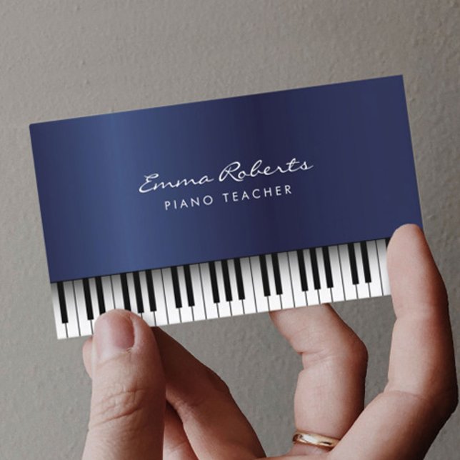 Piano Music Teacher Royal Blue Musical Visitkort (Skapare uppladdad)