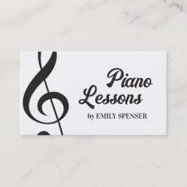 Piano Music Teacher Treble Clef Simple Visitkort