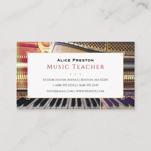 Piano Music Teacher | Unique Visitkort (Framsida)