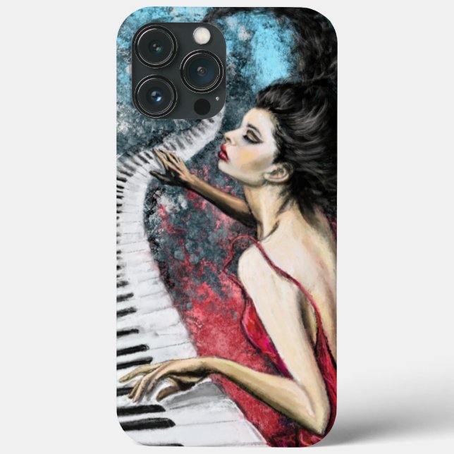 Piano Music Woman iphone case (Baksida)