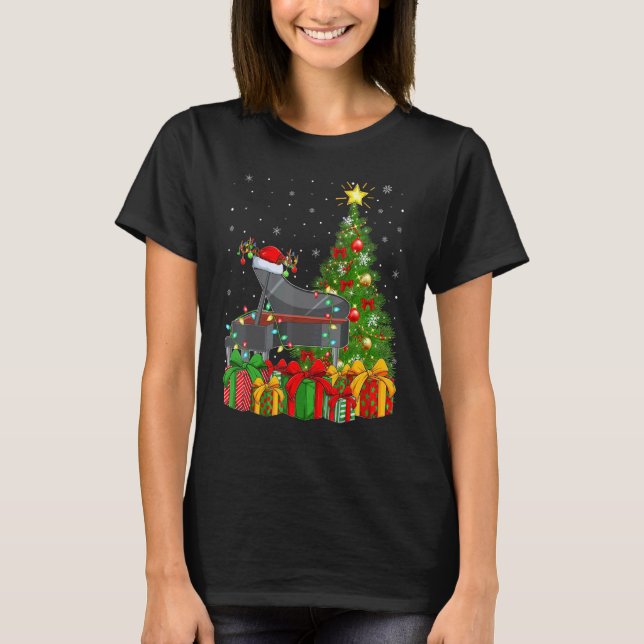 Piano Music   Xmas Holiday Santa Piano Christmas T T Shirt (Framsida)