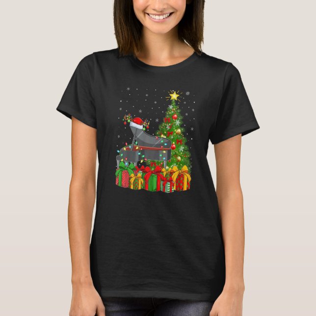 Piano Music  Xmas Holiday Santa Piano Christmas Tr T Shirt (Framsida)