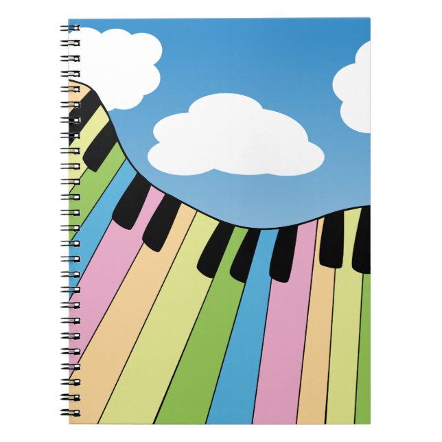 Piano Musical Instrument Himlar Clouds Anteckningsbok (Framsidan)
