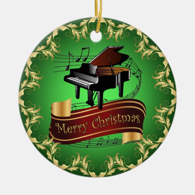 Piano ~ Musical Rulla ~ God jul ~ * ~ Julgransprydnad Keramik (Framsidan)