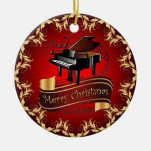 Piano ~ Musical Rulla ~ God jul ~ * ~ Julgransprydnad Keramik