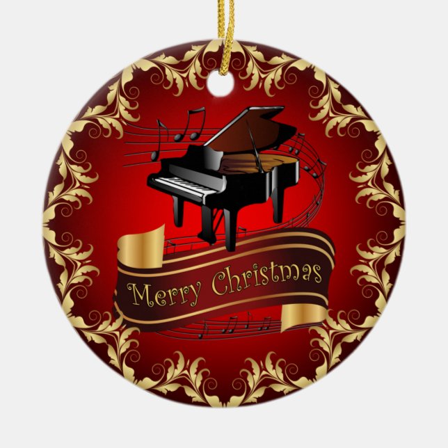 Piano ~ Musical Rulla ~ God jul ~ * ~ Julgransprydnad Keramik (Framsidan)