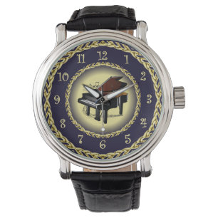 Piano ~ Musical Rulla ~ Guld/Navy Blue ~ Armbandsur