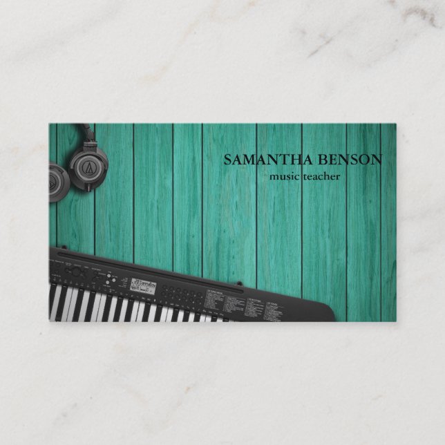 Piano Musician-Affärskort med Music Note Visitkort (Framsida)