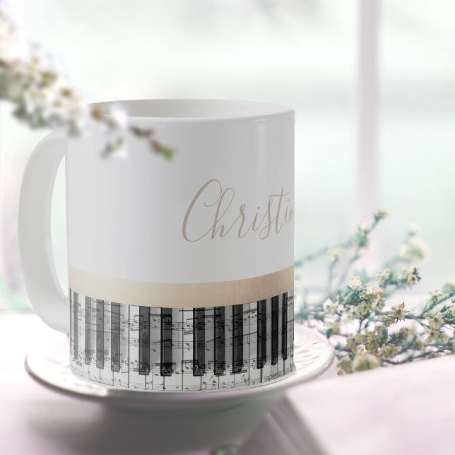 Piano musik noter kaffemugg (Skapare uppladdad)