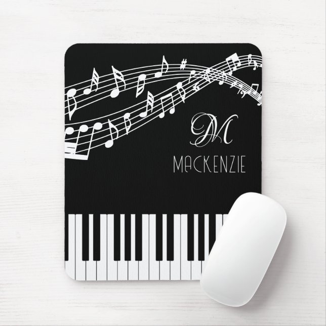 Piano Musik noter Monogram Namn Anpassningsbar Fär Musmatta (Med mus)