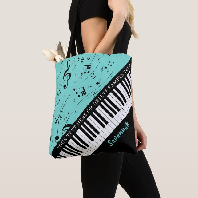 Piano Musik noter Script Namn Black Mint Tygkasse (Närbild)