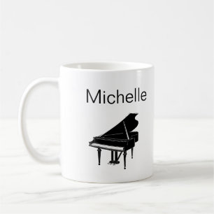 Piano Musik noter Script Namn Black White Coffee M Kaffemugg
