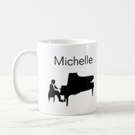Piano Musik noter Script Namn Black White Coffee M Kaffemugg