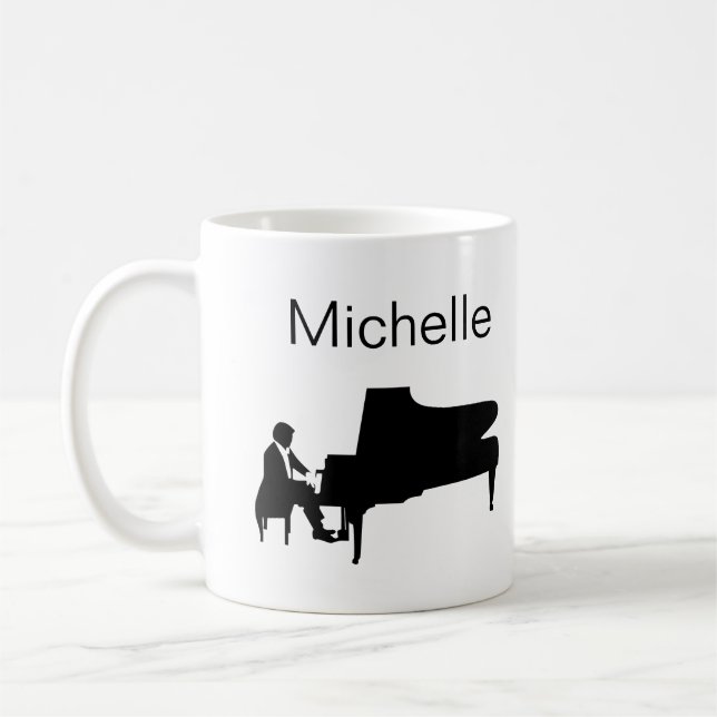 Piano Musik noter Script Namn Black White Coffee M Kaffemugg (Vänster)