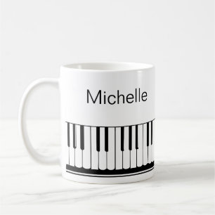 Piano Musik noter Script Namn Black White Coffee M Kaffemugg