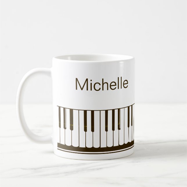 Piano Musik noter Script Namn Black White Coffee M Kaffemugg (Vänster)