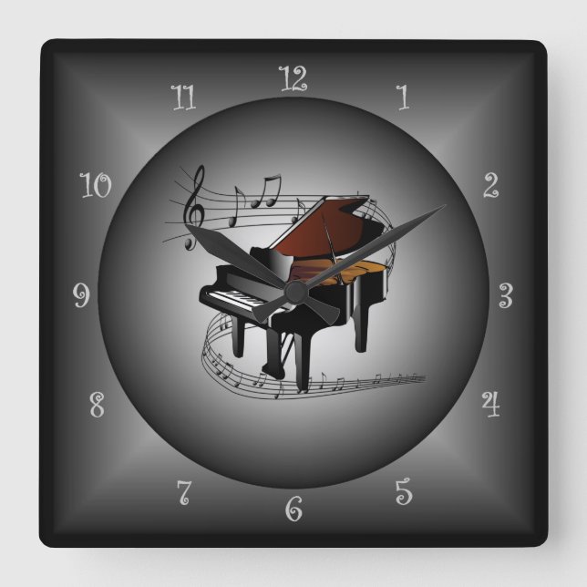 Piano~-musikalen instrumenterar musikalisk fyrkantig klocka (Framsida)