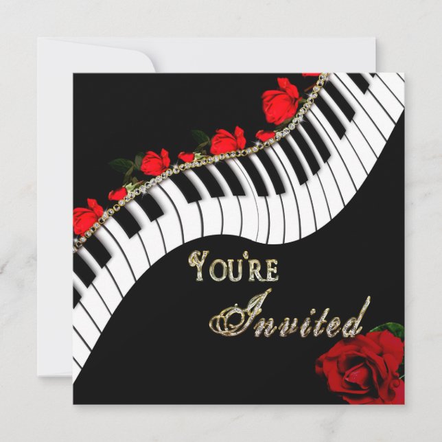 Piano/Musikaliskt Inbjudan - Multifunktions (Framsida)