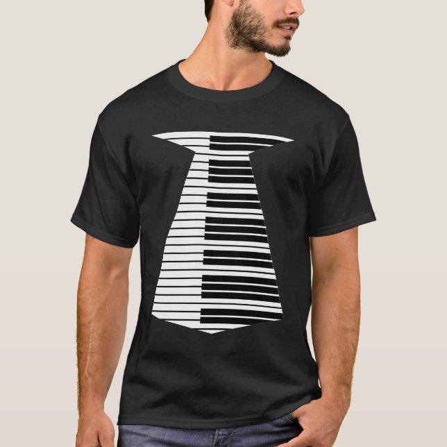 Piano Neck Tie Funny Humous Tangentbord Music Play T Shirt (Framsida)