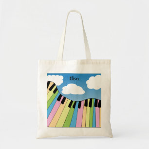 Piano Neon Färg Blå himmel Clouds Music Personaliz Tygkasse
