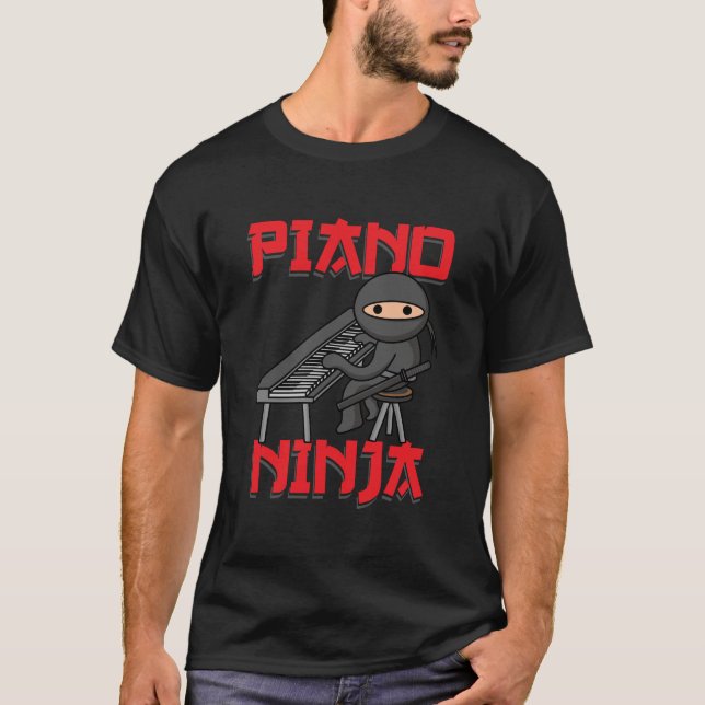 Piano Ninja Funny Tangentbord Player Pianist Gift T Shirt (Framsida)