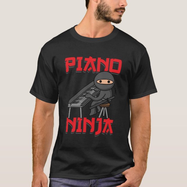 Piano Ninja Funny Tangentbord Player Pianist Gift T Shirt (Framsida)