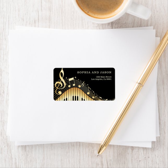 Piano Notes Clef Adressetikett (Insitu)