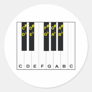 Piano Notes Runt Klistermärke