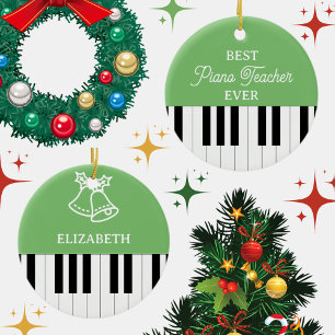 Piano Nyckel Best Piano Teacher Varje jul Grönt Julgransprydnad Keramik