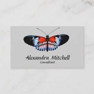 Piano Nyckel Butterfly Black & Red Realistic Paint Visitkort