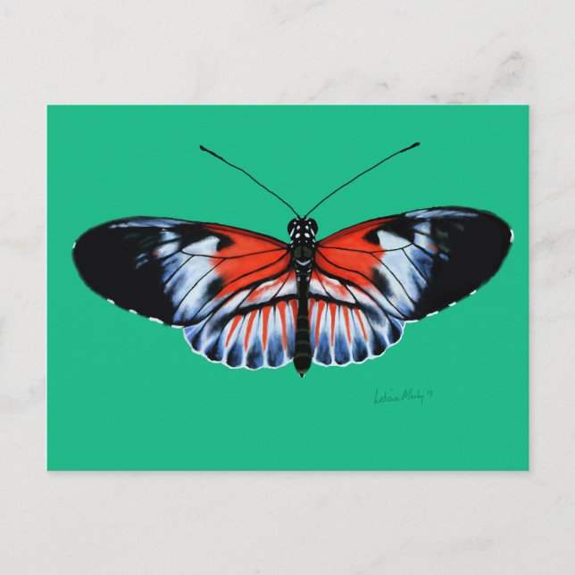 Piano Nyckel Butterfly Painting with Black, Red Vi Vykort (Framsida)