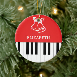 Piano Nyckel Jingle Bell jul Red Julgransprydnad Keramik