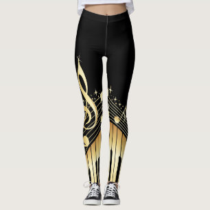 Piano Nyckel Musik noter Guld Music Leggings