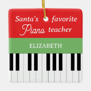 Piano Nyckel Santa's Favorite Piano Teacher Julgransprydnad Keramik