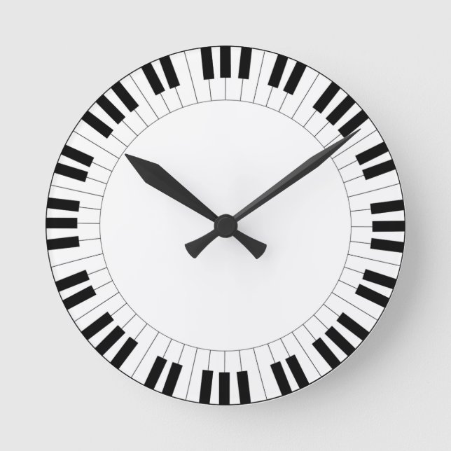 Piano Nyckel Wall Clock Rund Klocka (Framsida)