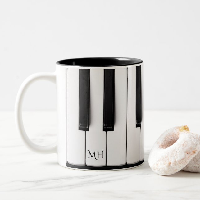 Piano Nycklar anpassningsbar monogram muggar (Med munk)