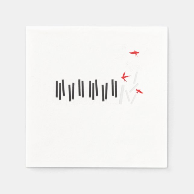 Piano Nycklar Birds Pianist Musician Musik noter G Pappersservett (Framsidan)