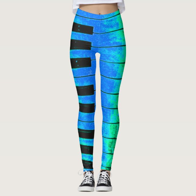 PIANO Nycklar Black and Blue Leggings (Framsida)