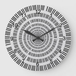 Piano Nycklar Black and White Large Clock Stor Klocka